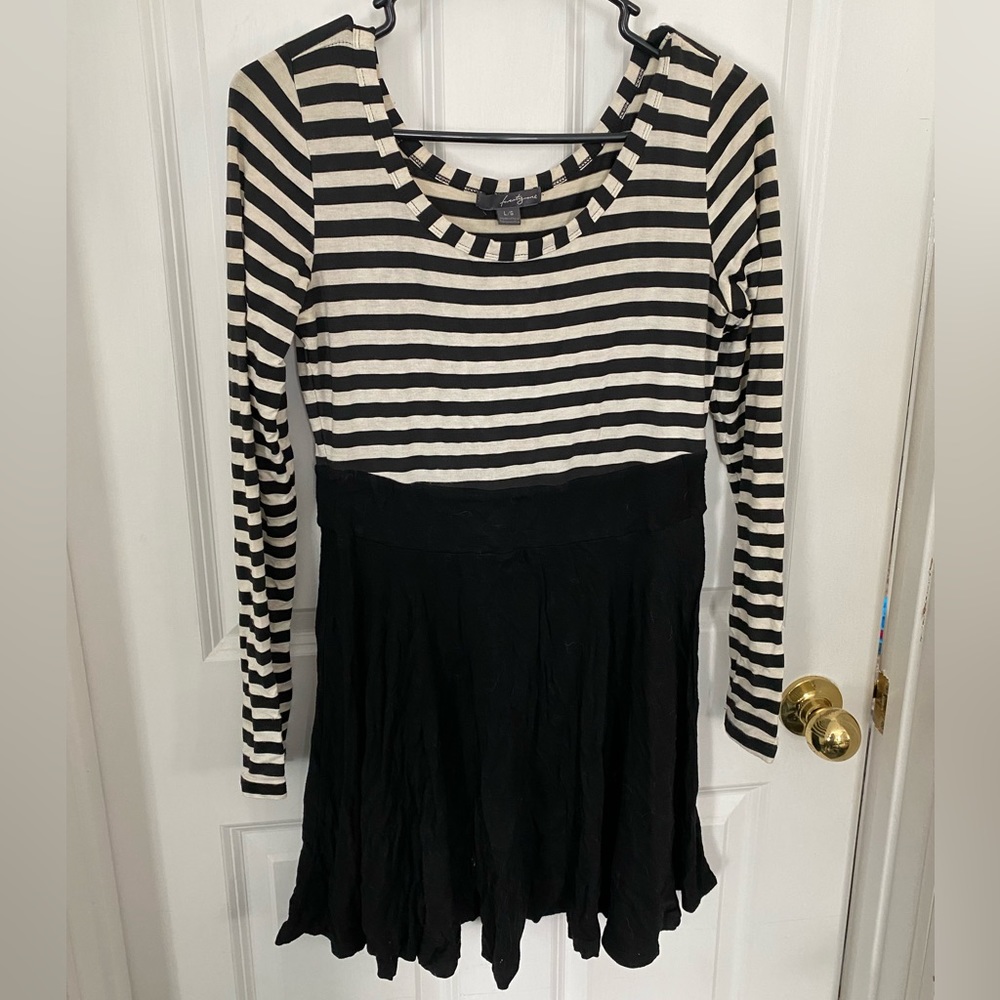 Striped long sleeve skater dress